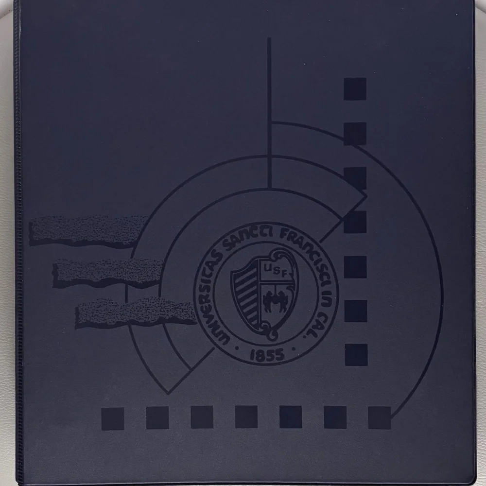 VTG University San Francisco USF Cardinal Navy Blue 3 Ring Binder Made in USA